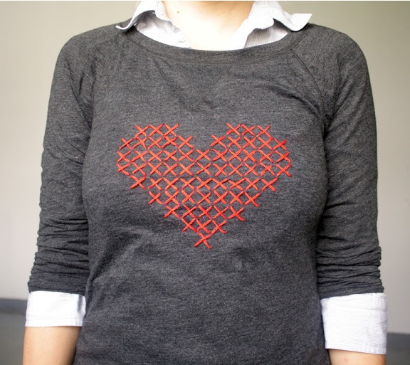 diy heart sweater tee cross stitch do it your self project cheap look for less jcrew graphic print