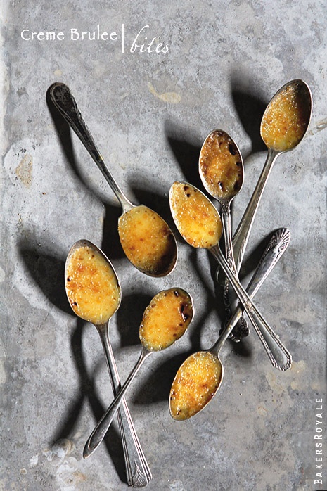 creme brulee bites in a spoon