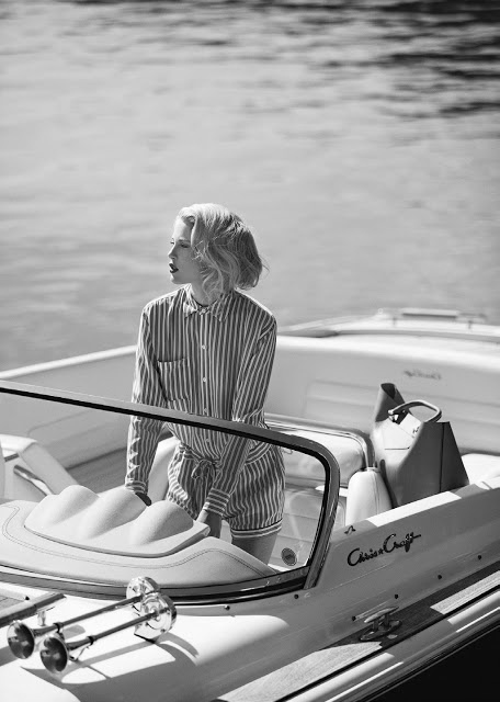 on the boat black and white photography striped romper suit bag