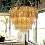DIY paper capiz shell chandelier