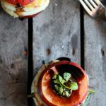 Fried Mozzarella, Basil and Nectarine Stacks with Balsamic Glaze