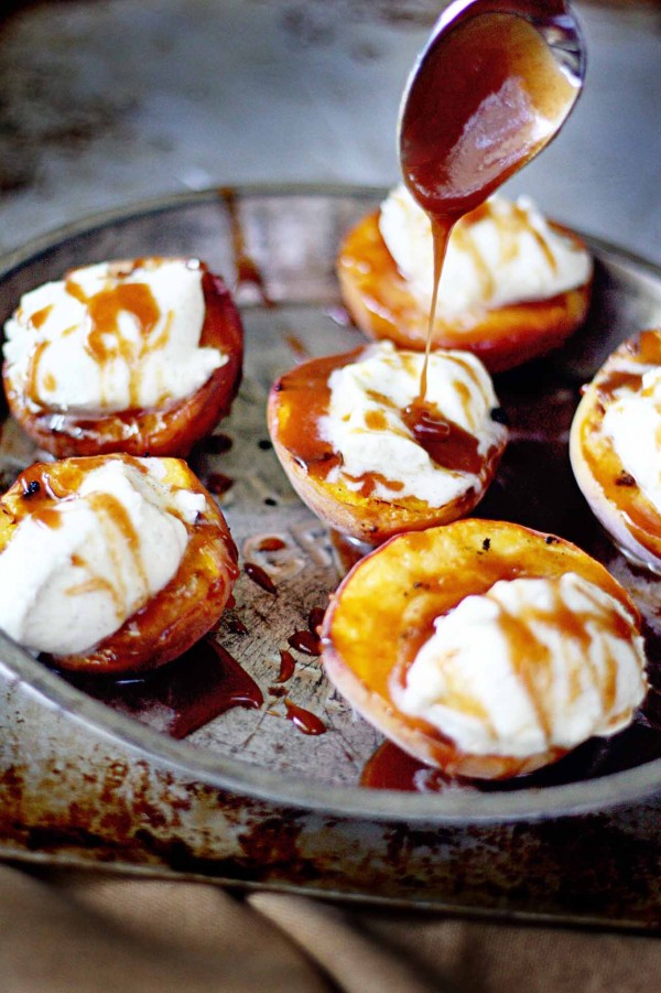 Project Fairytale: Grilled Peaches with Mascarpone and Caramel