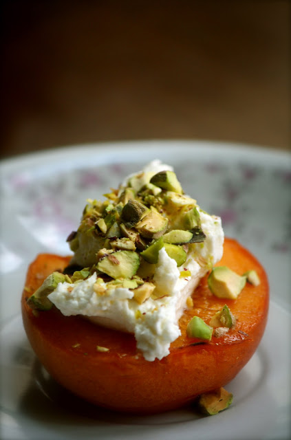 Caramelized Apricots with Goat Cheese and Pistachios