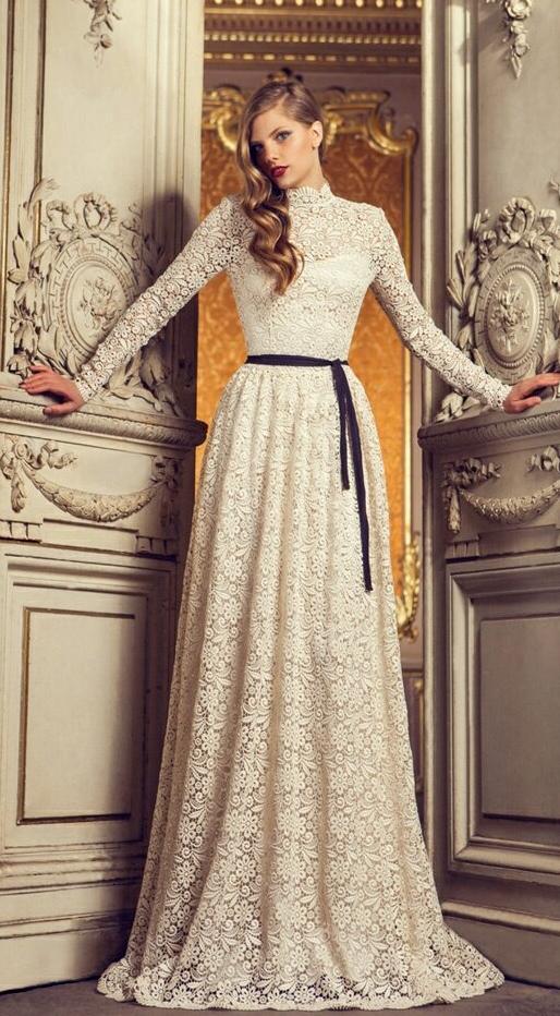 Fairytale Champagne See-through Wedding Dresses With Cloak 2020 Ball Gown  High Neck 3/4 Sleeve