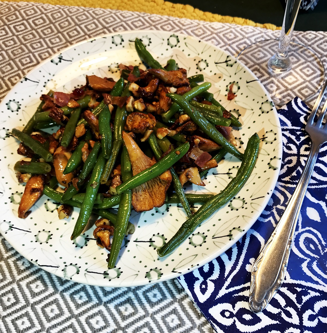 @projectfairytale: Chantrelle Mushrooms with Green beans, Bacon and Toasted Walnuts